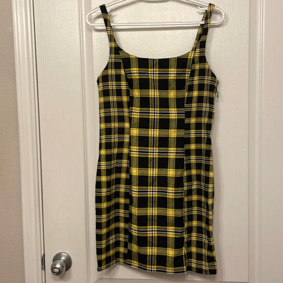 Hu0026M | Dresses | Hm Brand New Plaid Dress Yellowblack | Poshmark